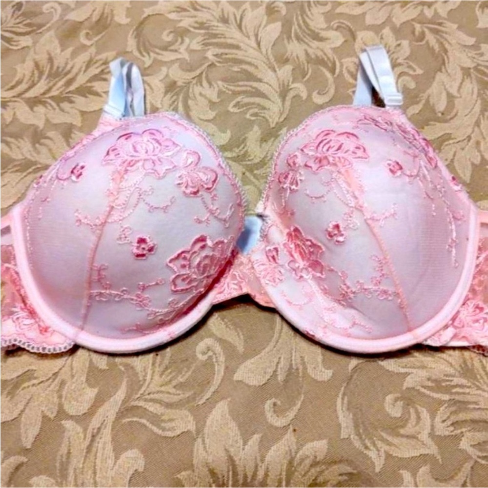 Dereon Pink Floral Lace Bra